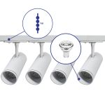 Bright Choice Set completo 1-Fase Rail 1 Metro Bianca | incl. 4x Faretti + GU10 2700K 3W Dimmerabile + Tappo Di Chiusura, Connettore di Alimentazione