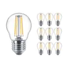 Confezione Multipack 10x Philips Corepro LED Lustre E27 Sferica Filamento Chiara 4.3W 470lm - 827 Bianco Molto Caldo | Sostitutiva 40W