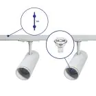 Bright Choice Set completo 1-Fase Rail 1 Metro Bianca | incl. 2x Faretti + GU10 2700K 3W Dimmerabile + Tappo Di Chiusura, Connettore di Alimentazione